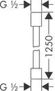Brauseschlauch mit zylindrischen Muttern in Mattschwarz, dargestellt in technischer Zeichnung. Herstellermarke: AXOR.